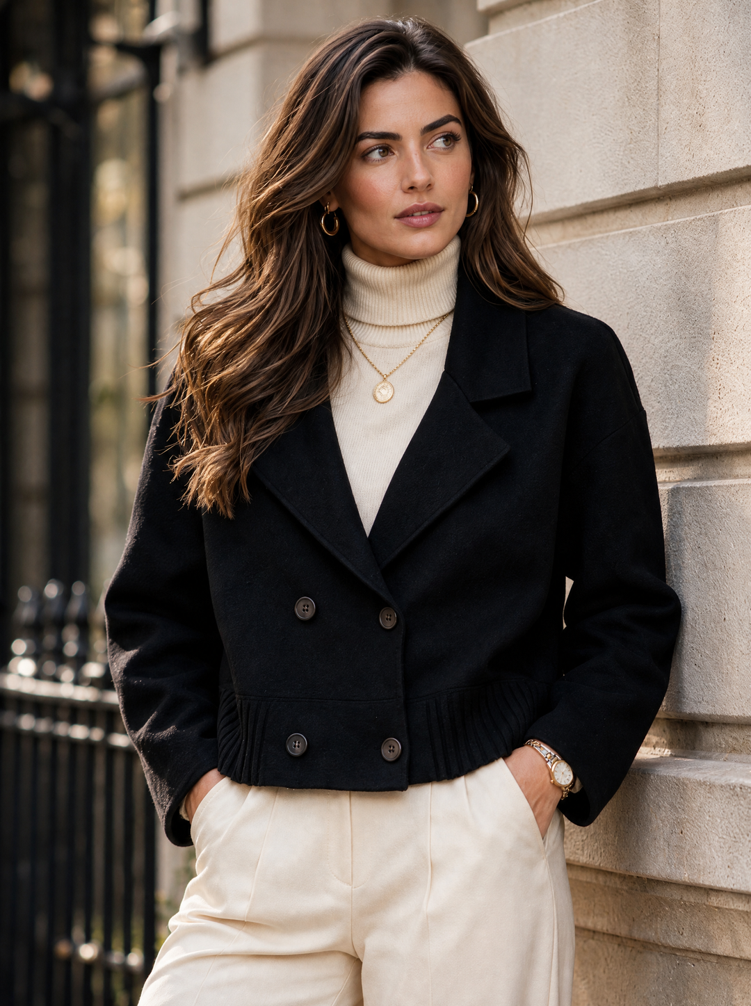 “DEMI” Premium Double Breasted Cardigan/Jacket BLACK