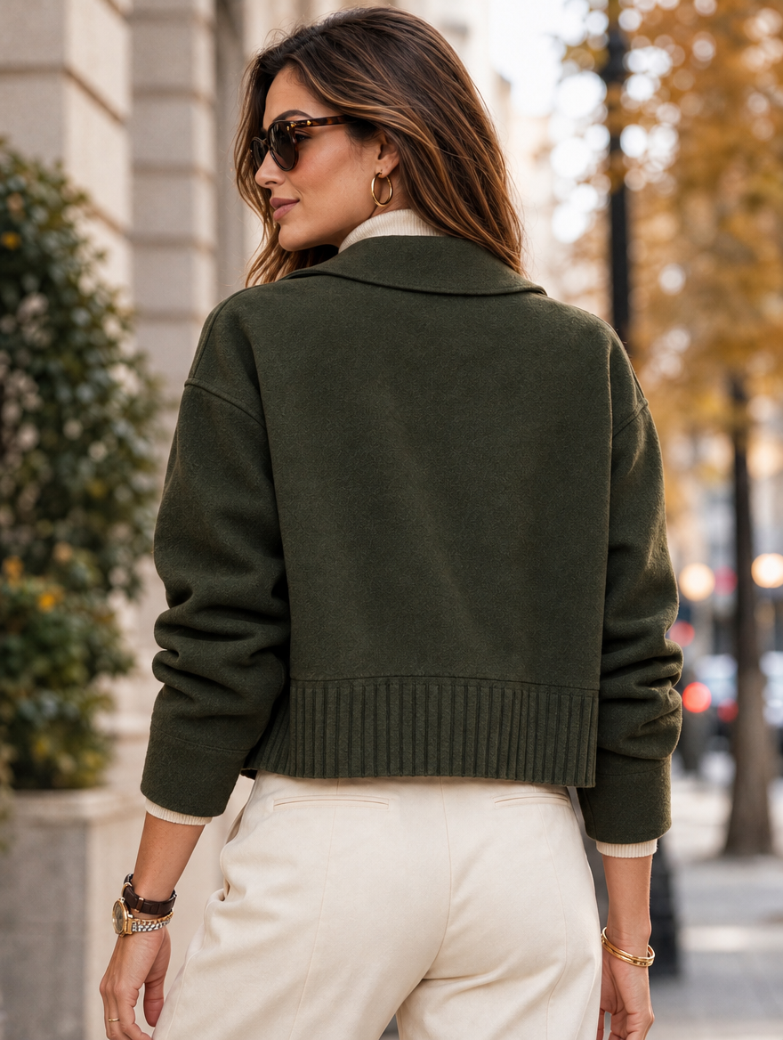 “DEMI” Premium Double Breasted Cardigan/Jacket KHAKI GREEN
