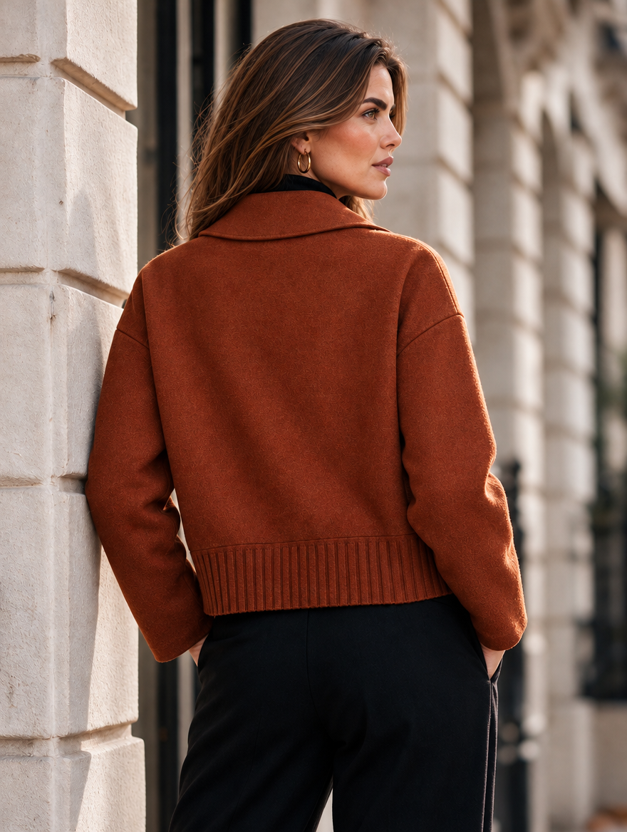 “DEMI” Premium Double Breasted Cardigan/Jacket RUST ORANGE