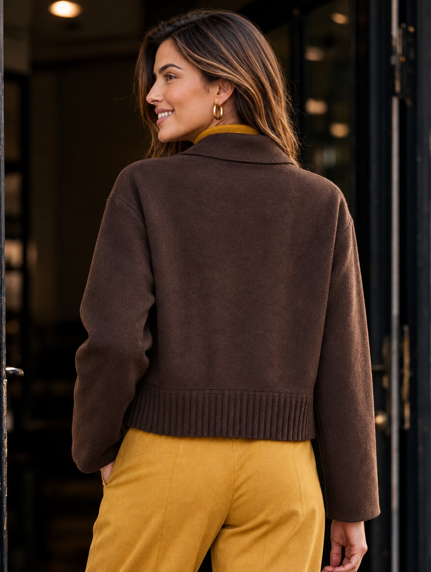 “DEMI” Premium Double Breasted Cardigan/Jacket CHOCOLATE