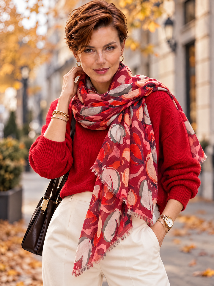 “SCARLETT” Bold Floral Print Scarf