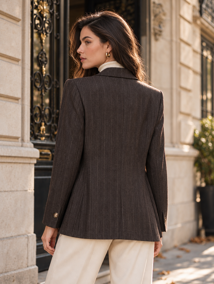 “CHRISSY” Pinstripe Blazer chocolate