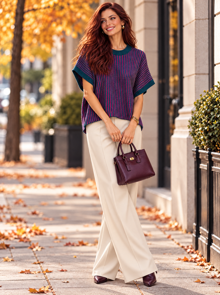 “FELIX” Contrast Stripe Sleeveless Jumper teal