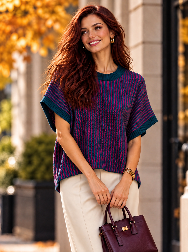 “FELIX” Contrast Stripe Sleeveless Jumper teal