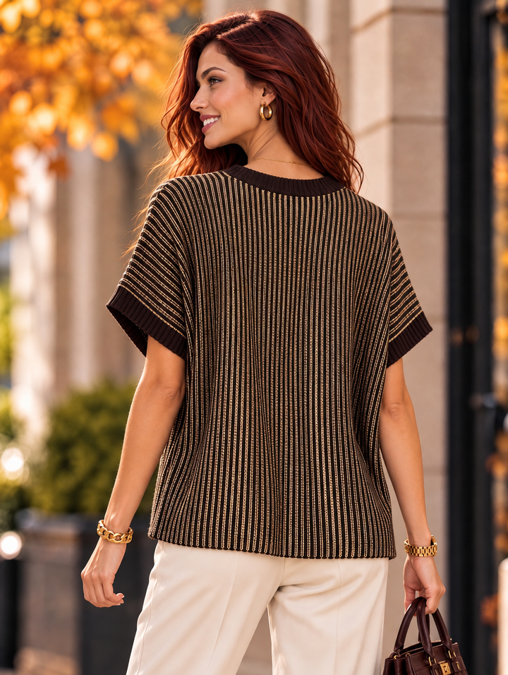 “FELIX” Contrast Stripe Sleeveless Jumper chocolate