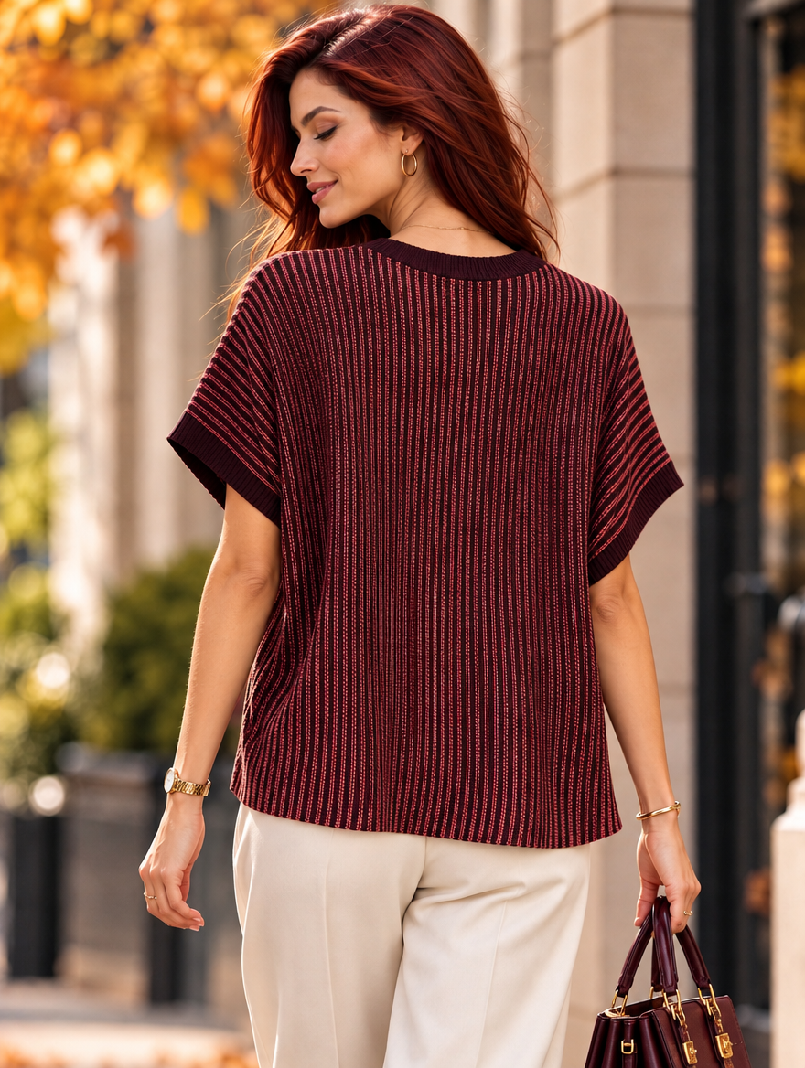 “FELIX” Contrast Stripe Sleeveless Jumper burgundy
