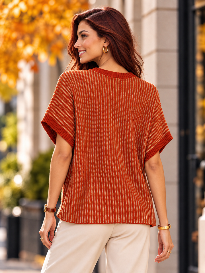 “FELIX” Contrast Stripe Sleeveless Jumper orange