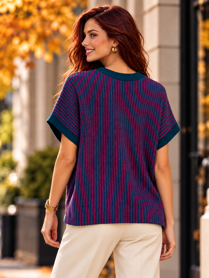 “FELIX” Contrast Stripe Sleeveless Jumper teal