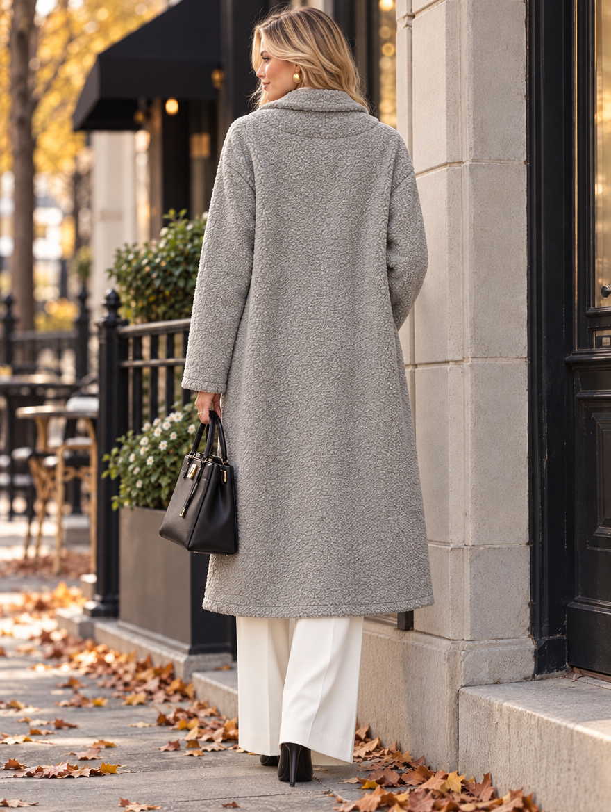 “NADIA” Textured Teddy Coat