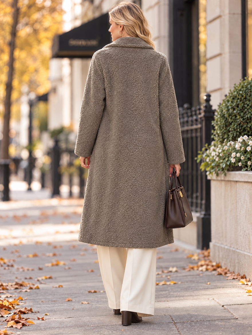 “NADIA” Textured Teddy Coat