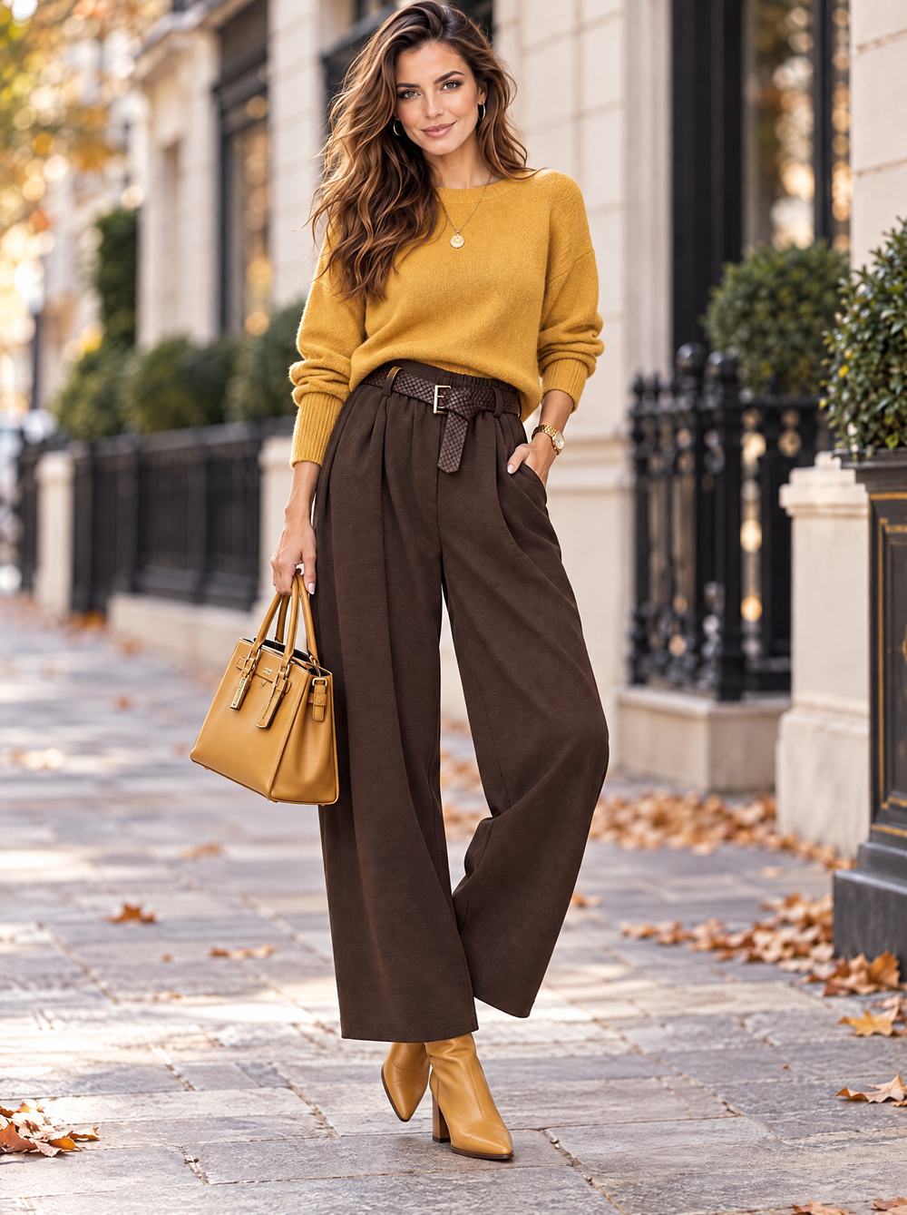 “DARCIE” Premium Pleated Trousers chocolate 