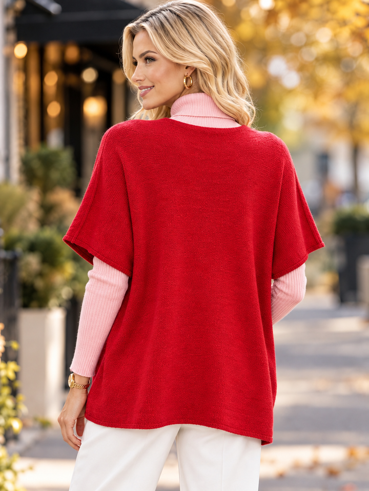 “KRISTEN” V-Neck Soft Knit Layering Jumper red