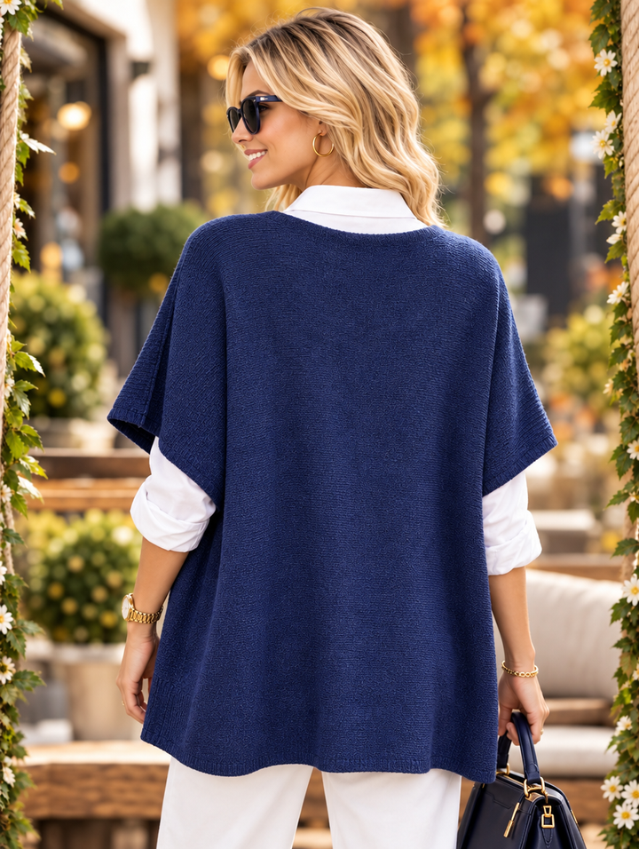 “KRISTEN” V-Neck Soft Knit Layering Jumper navy