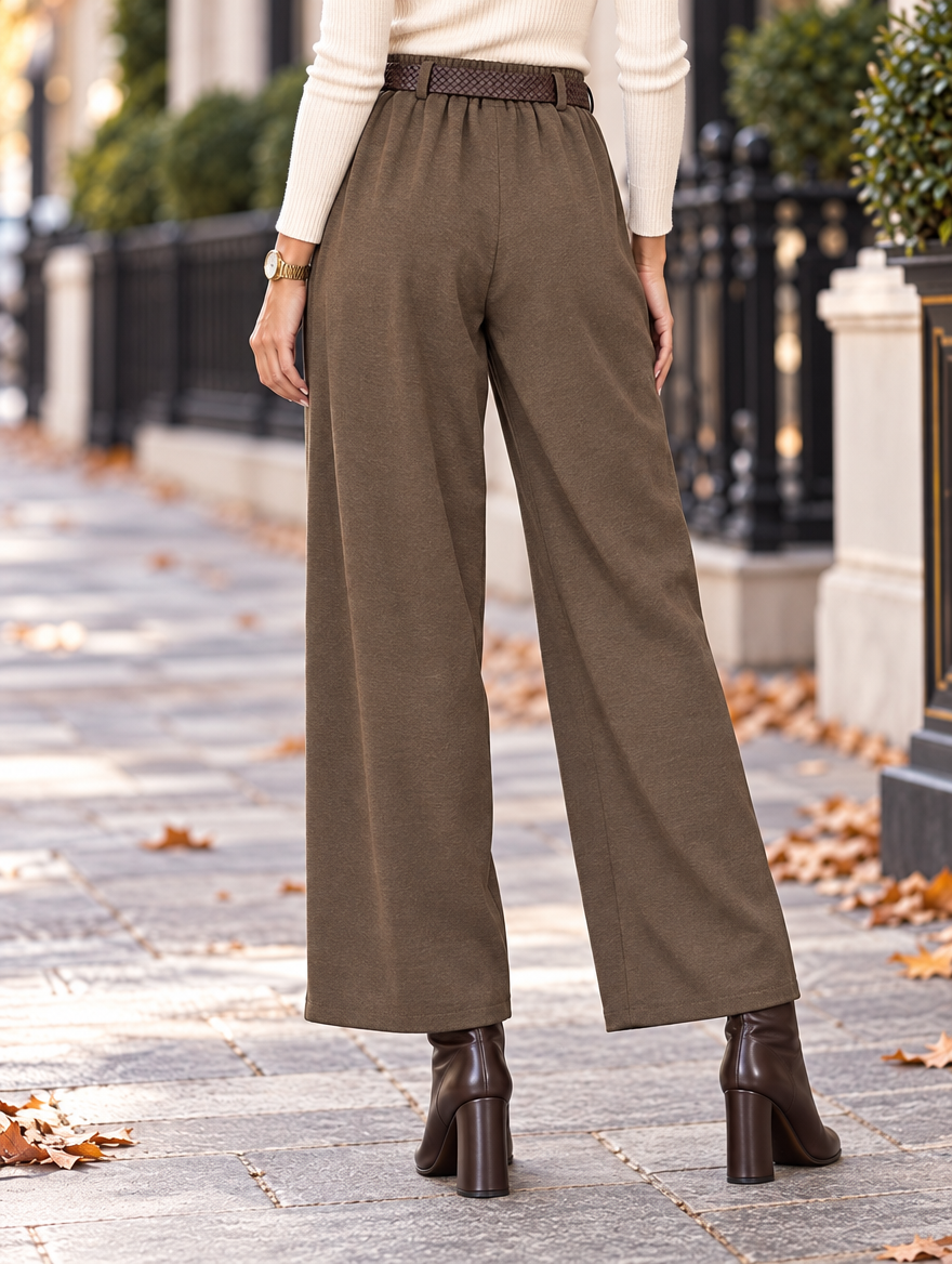 “DARCIE” Premium Pleated Trousers mocha