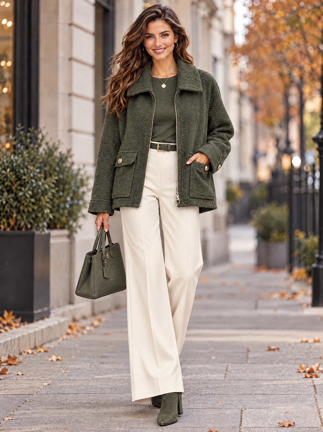 “HOPE”Premium Textured Jacket khaki green