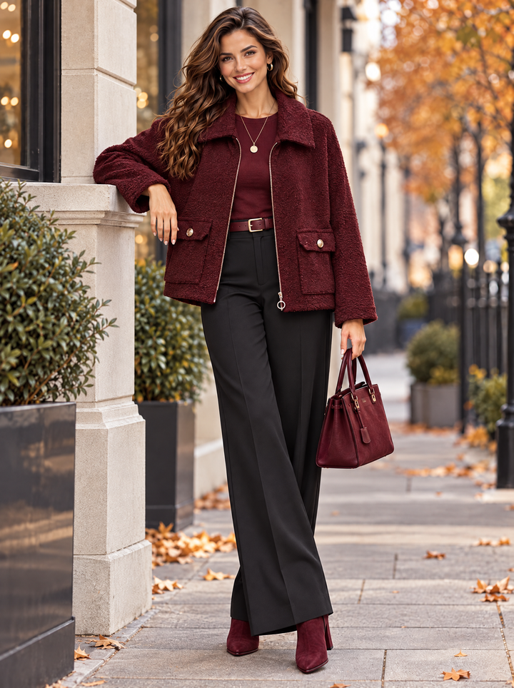 “HOPE”Premium Textured Jacket burgundy