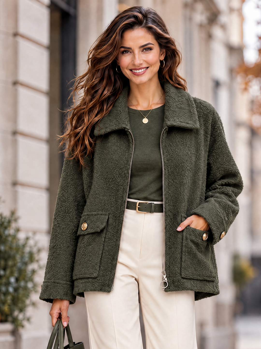 “HOPE”Premium Textured Jacket khaki green