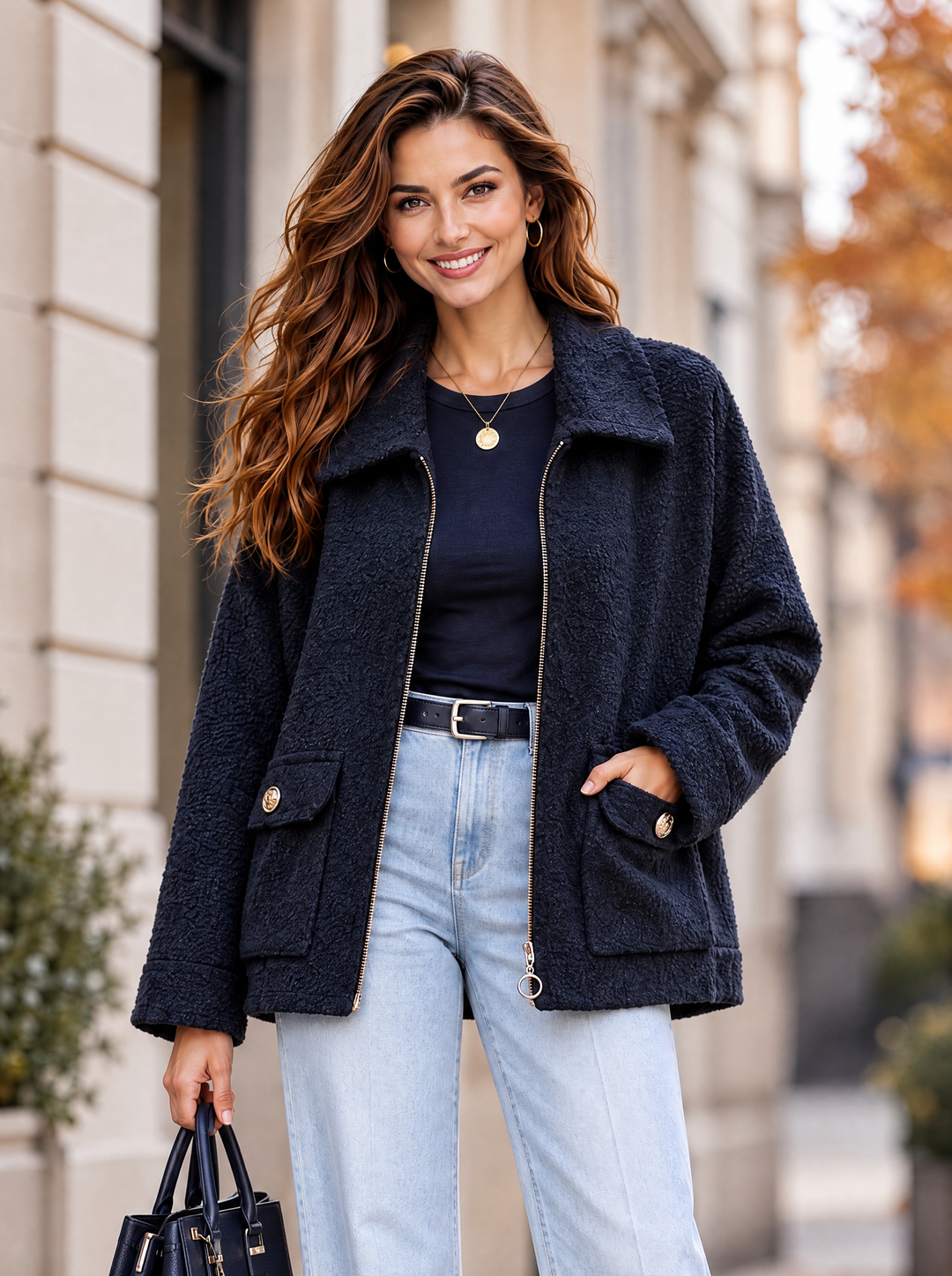 “HOPE”Premium Textured Jacket navy