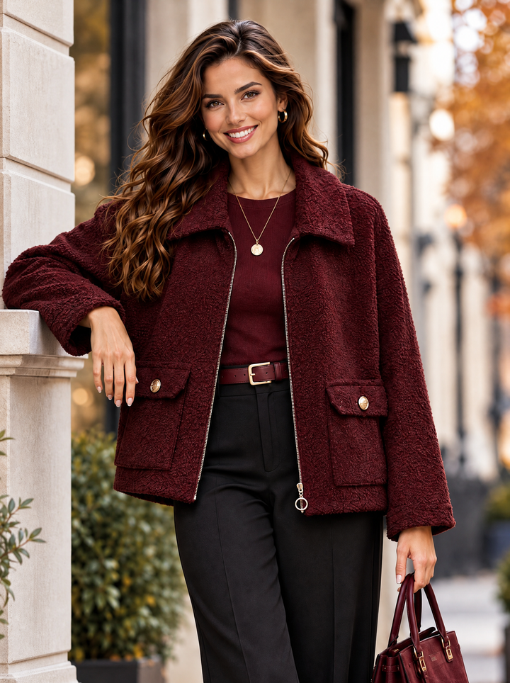 “HOPE”Premium Textured Jacket burgundy
