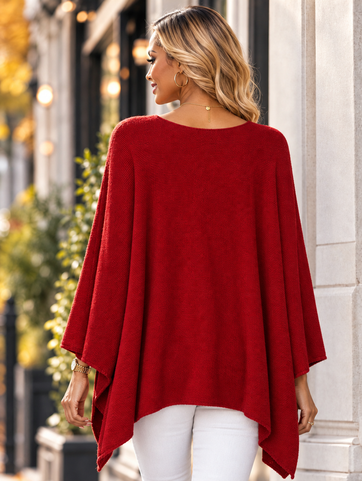 “KIA” Curve V-Neck Soft Knit Jumper red