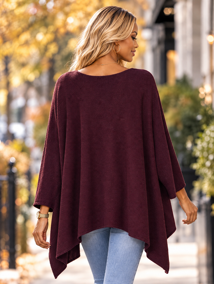“KIA” Curve V-Neck Soft Knit Jumper burgundy