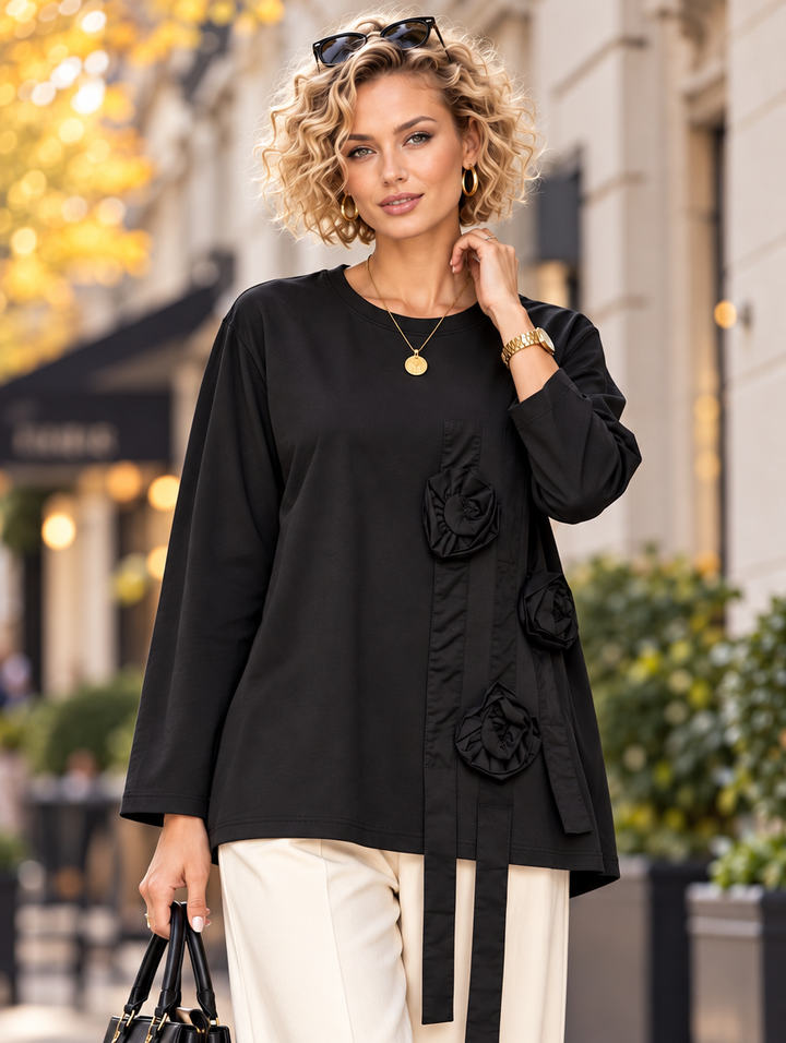 “VIVIAN” Rosette Detail Premium Top