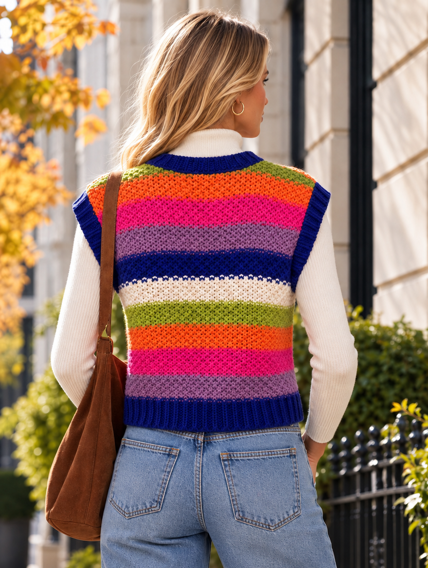 “KIKI” Rainbow Stripe Knitted Tank rainbow