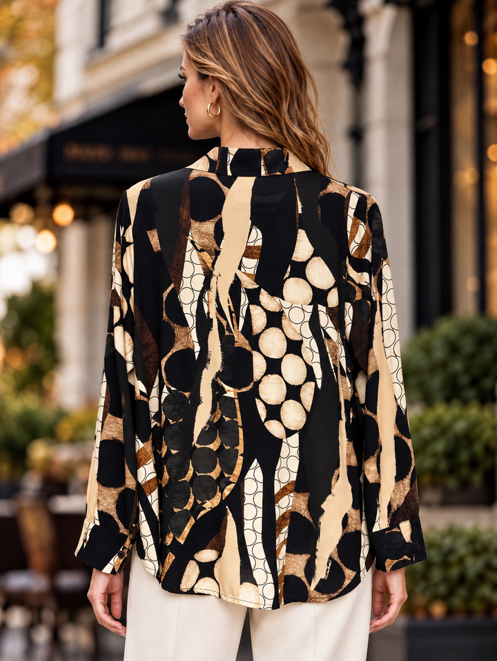 “BELLE” Statement Print Shirt geometric print