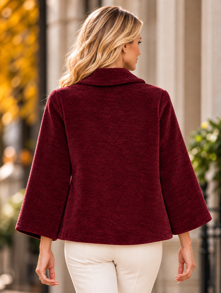 “CLARA” Plush Button-Front Jacket burgundy