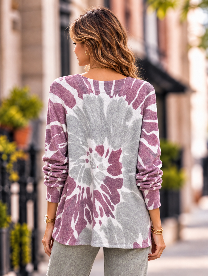 “MAGNOLIA” Curve Soft Knit Watercolour Print Jumper