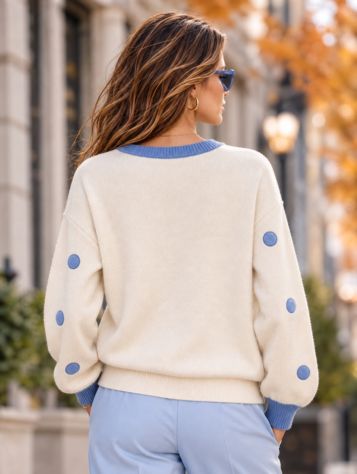 “MAYA” Polka Dot Crew Neck Jumper cream