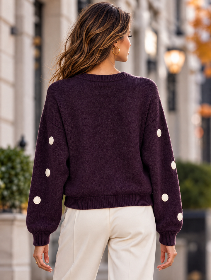 “MAYA” Polka Dot Crew Neck Jumper plum