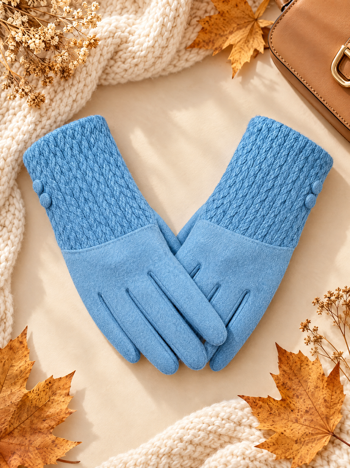 “ANTONIA” Textured Cuff Gloves blue