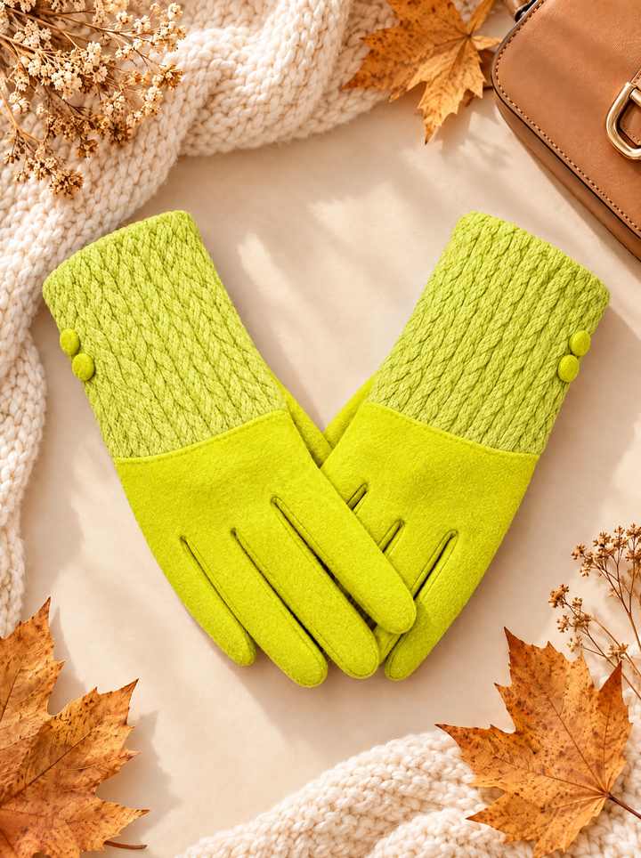 “ANTONIA” Textured Cuff Gloves lime
