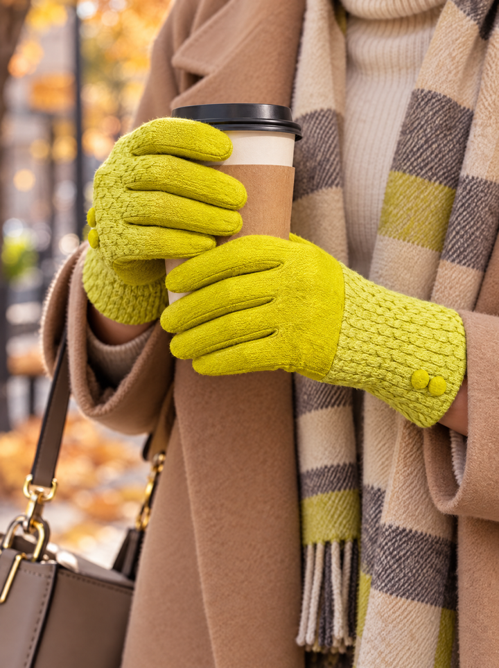 “ANTONIA” Textured Cuff Gloves lime