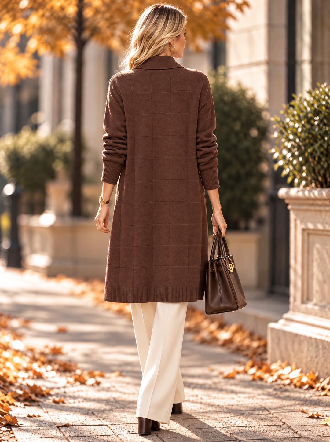 “HAZEL” Check Longline Cardigan