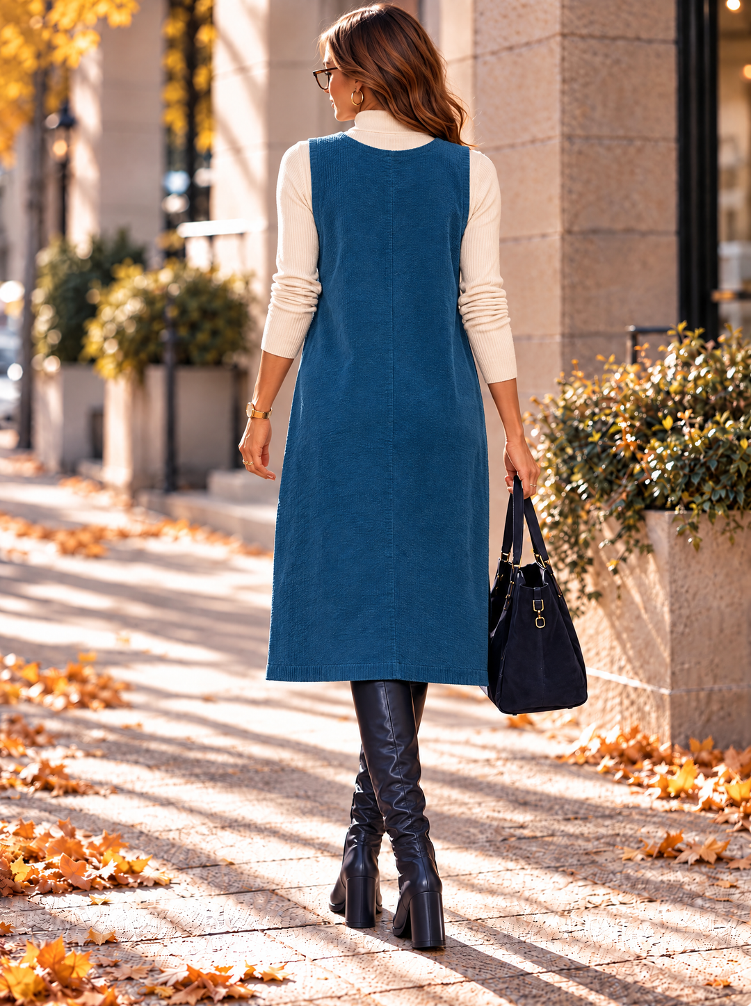 “BRIDGET” Corduroy Pocket Pinafore Dress