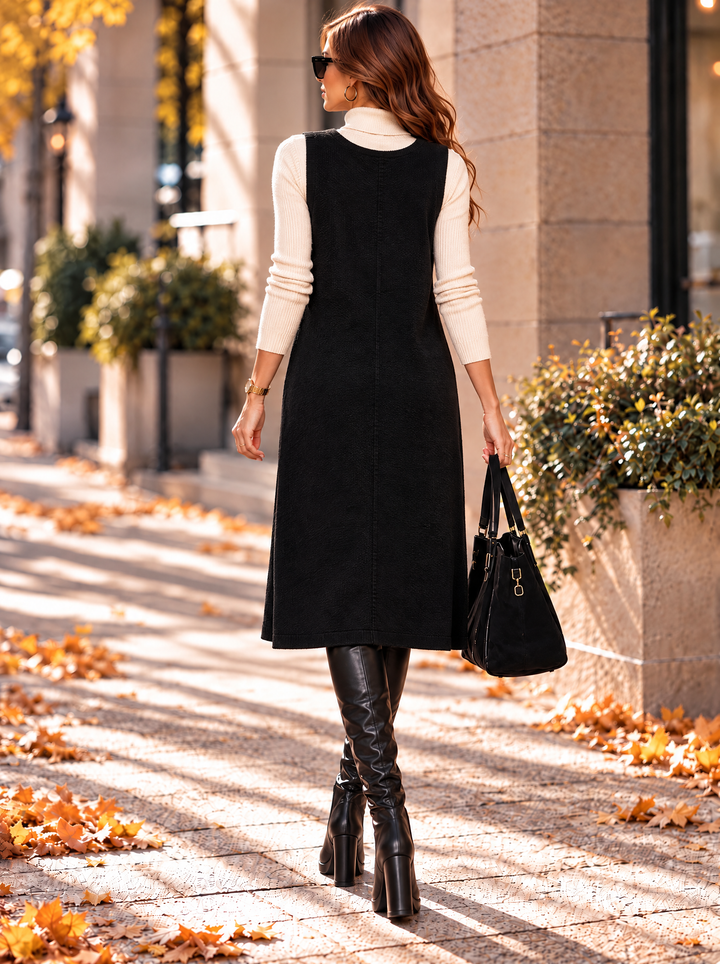 “BRIDGET” Corduroy Pocket Pinafore Dress