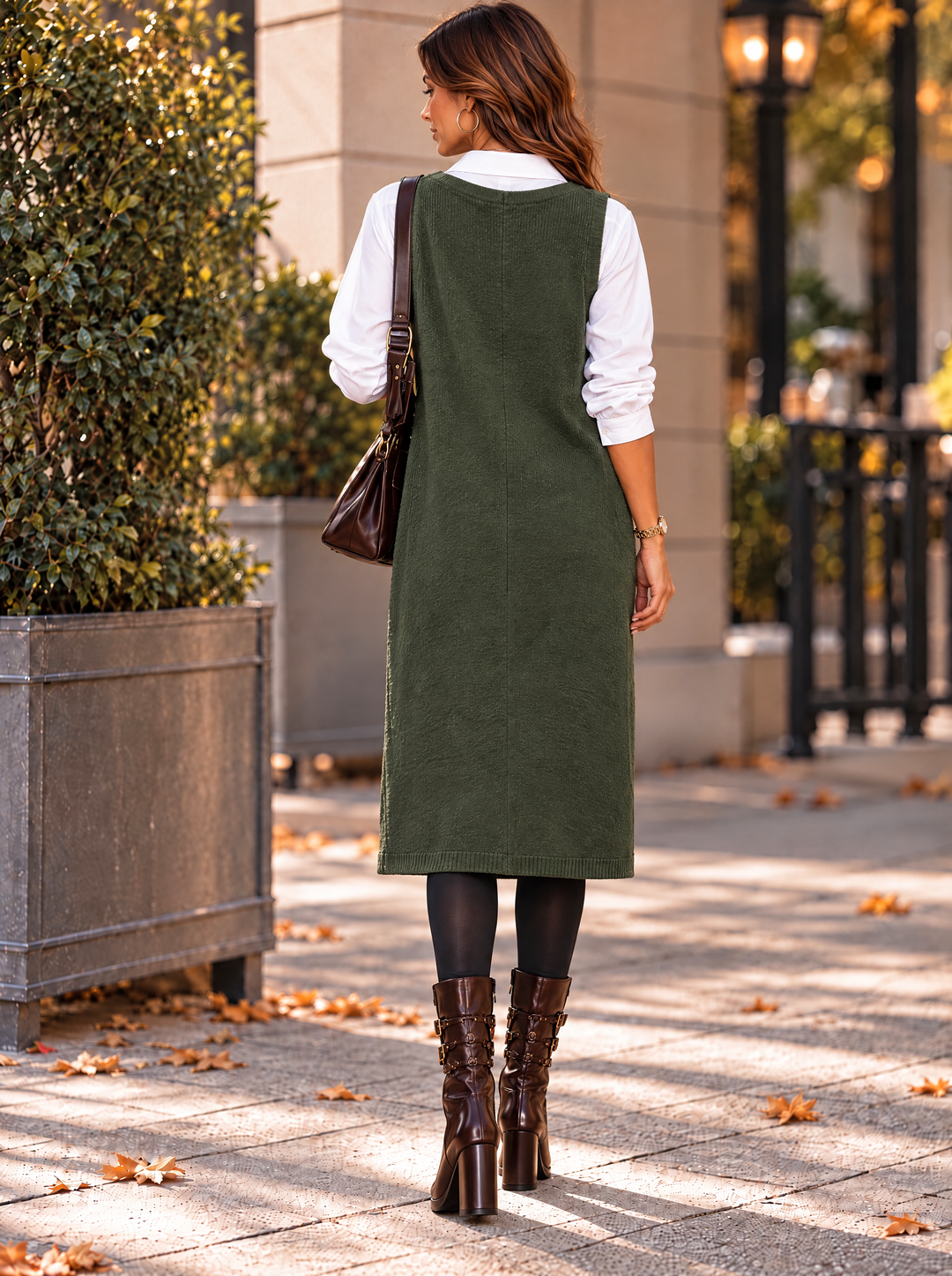 “BRIDGET” Corduroy Pocket Pinafore Dress