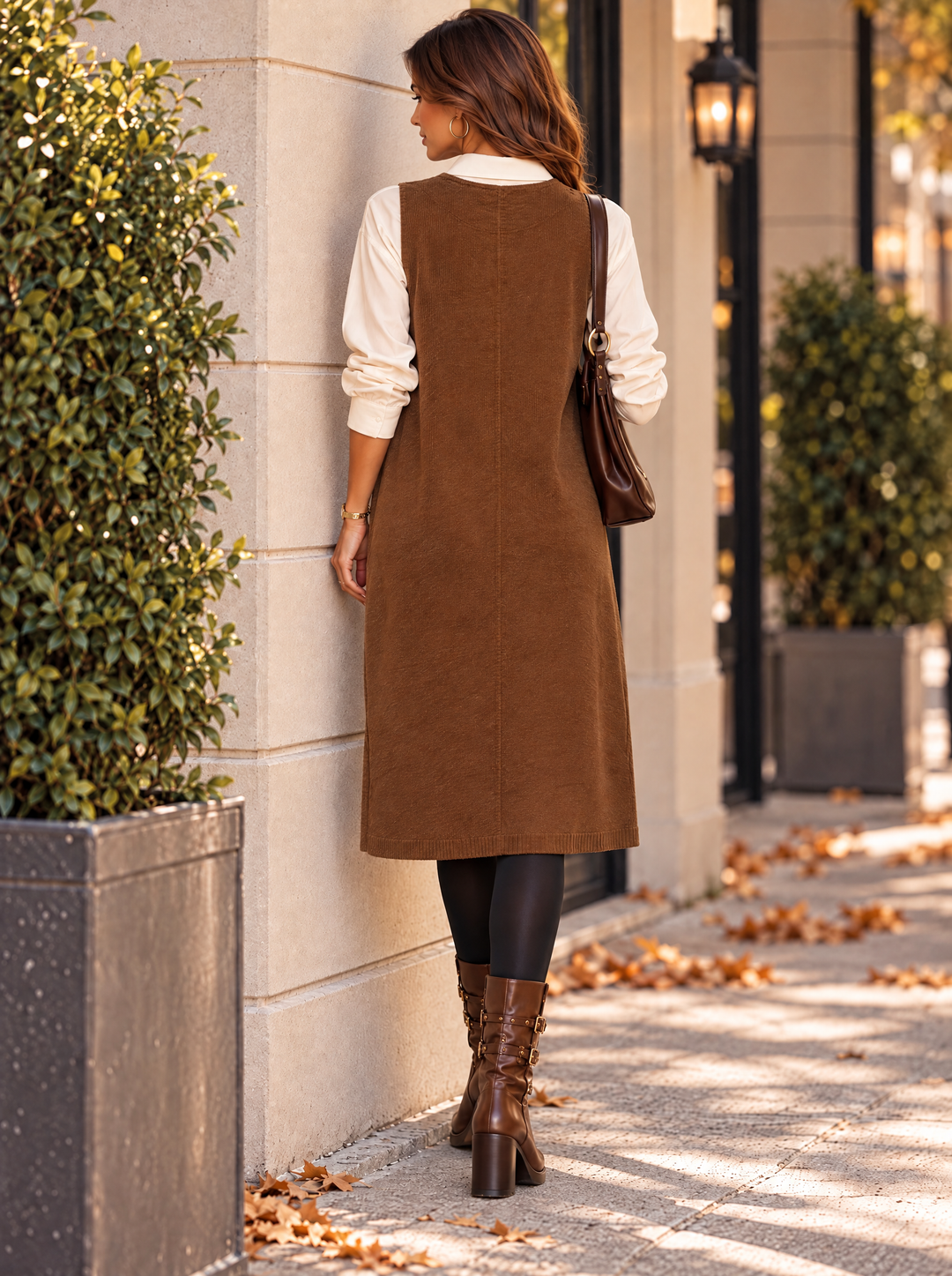 “BRIDGET” Corduroy Pocket Pinafore Dress