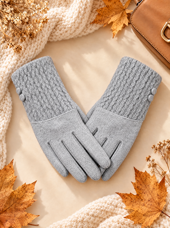 “ANTONIA” Textured Cuff Gloves grey