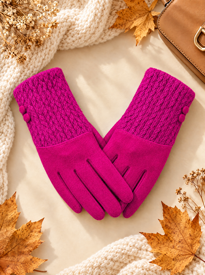 “ANTONIA” Textured Cuff Gloves magenta