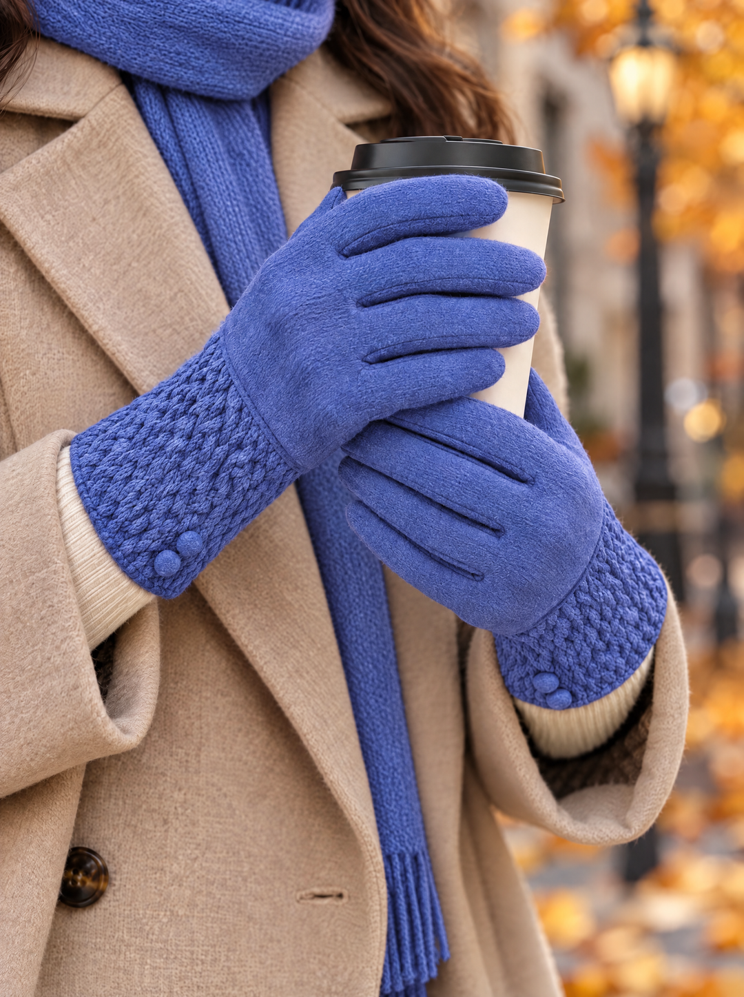 “ANTONIA” Textured Cuff Gloves purple