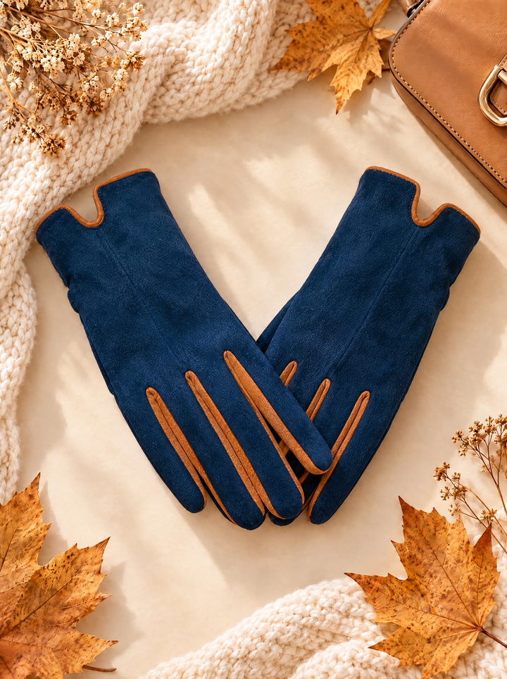 “GEORGIA” Contrast Trim Touchscreen Gloves navy