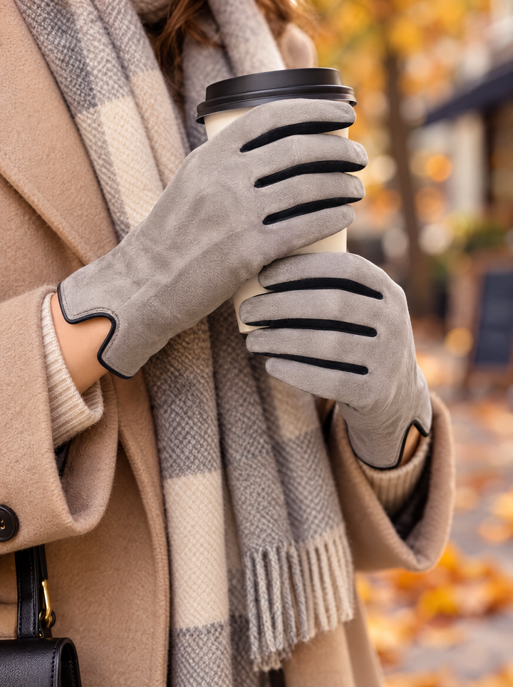 “GEORGIA” Contrast Trim Touchscreen Gloves grey