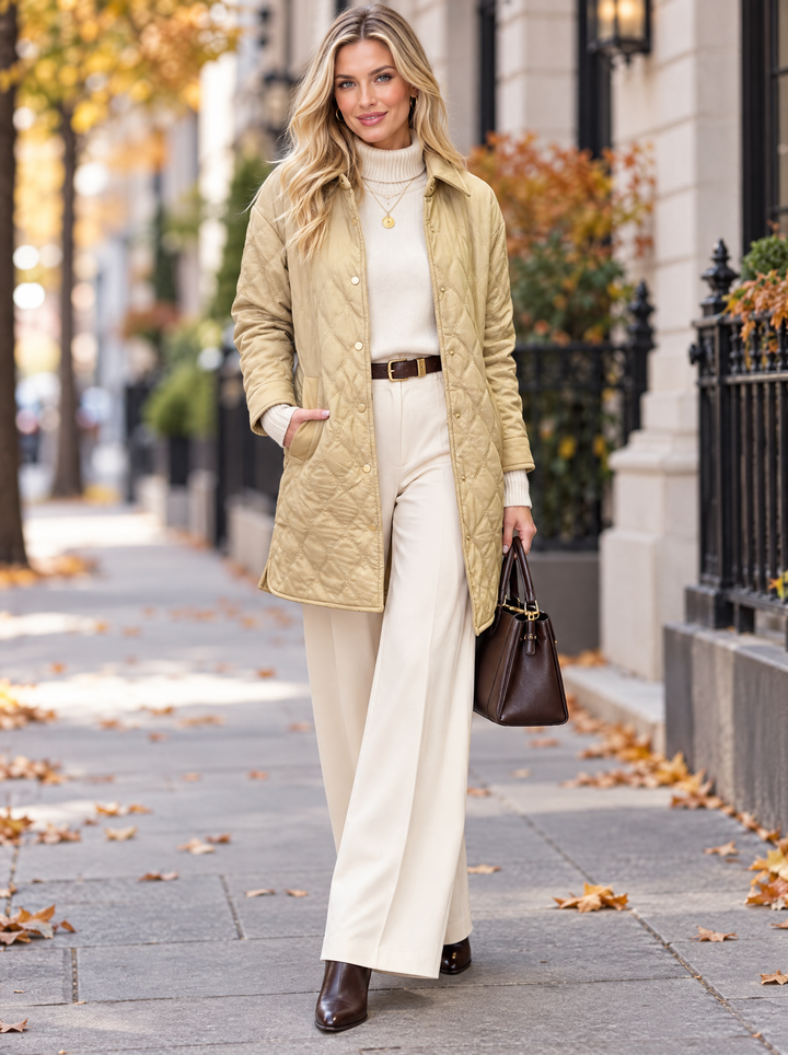 "SAMIRA" Quilted Coat-Camel
