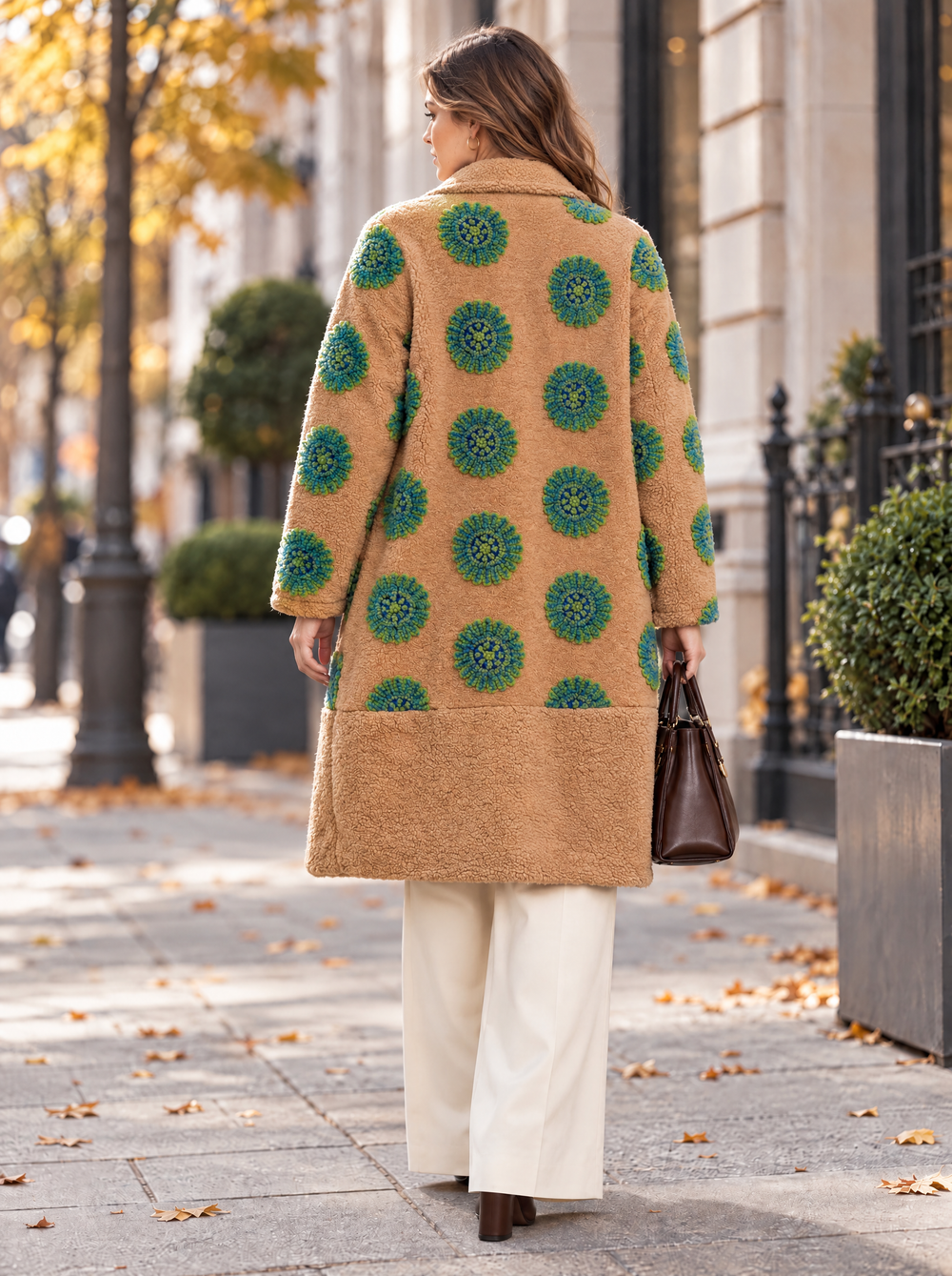 "JAMILLA" Premium Waterfall Coat - Tan/Green