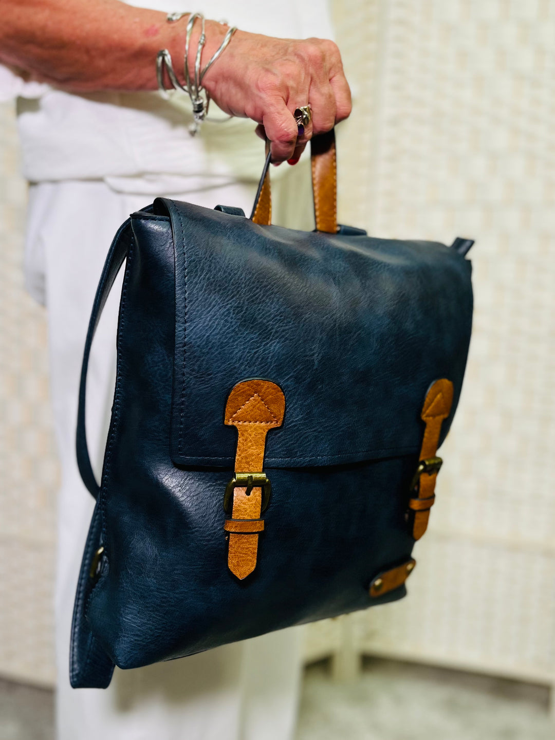 Satchel Backpack-Navy