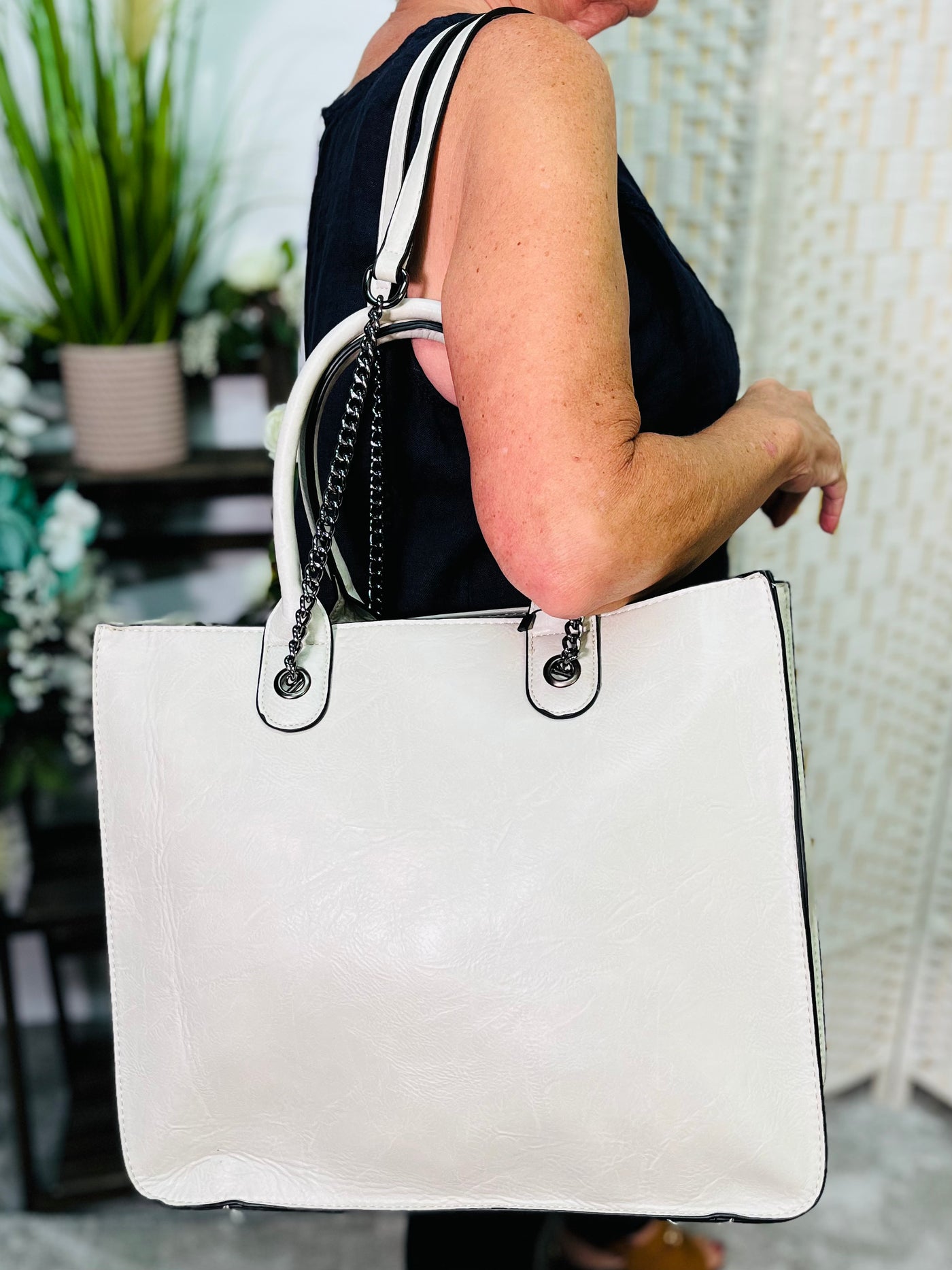 Shopper Handbag-White