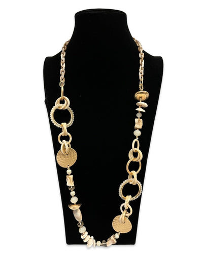 Cream & Gold Long Statement Necklace